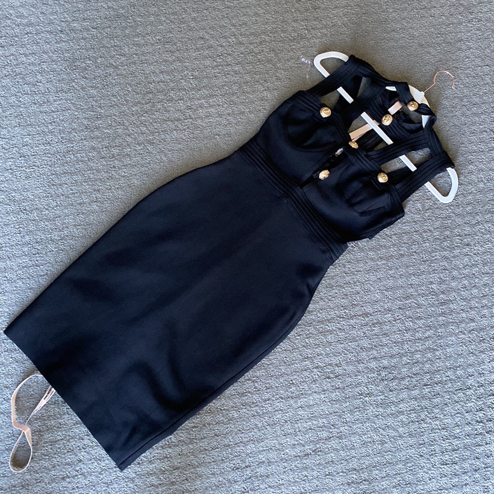 House Of CB, 'Alfea' Black Cut Out Bandage Dress, Size S - Picture 7 of 7